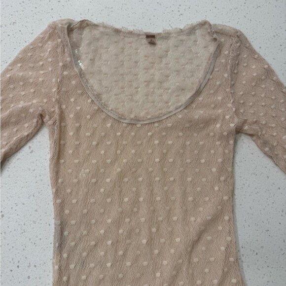 Free People Cream Sheer Long Sleeve Shirt Small - Picture 3 of 7